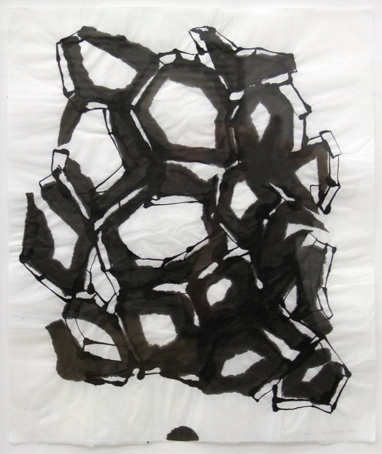 Click the image for a view of: Marcus Neustetter. Searching Form III. 2013. Ink on chinese paper. 640X560mm framed